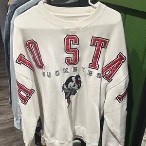 Abercrombie Ohio State Buckeyes White  Crewneck Sweatshirt